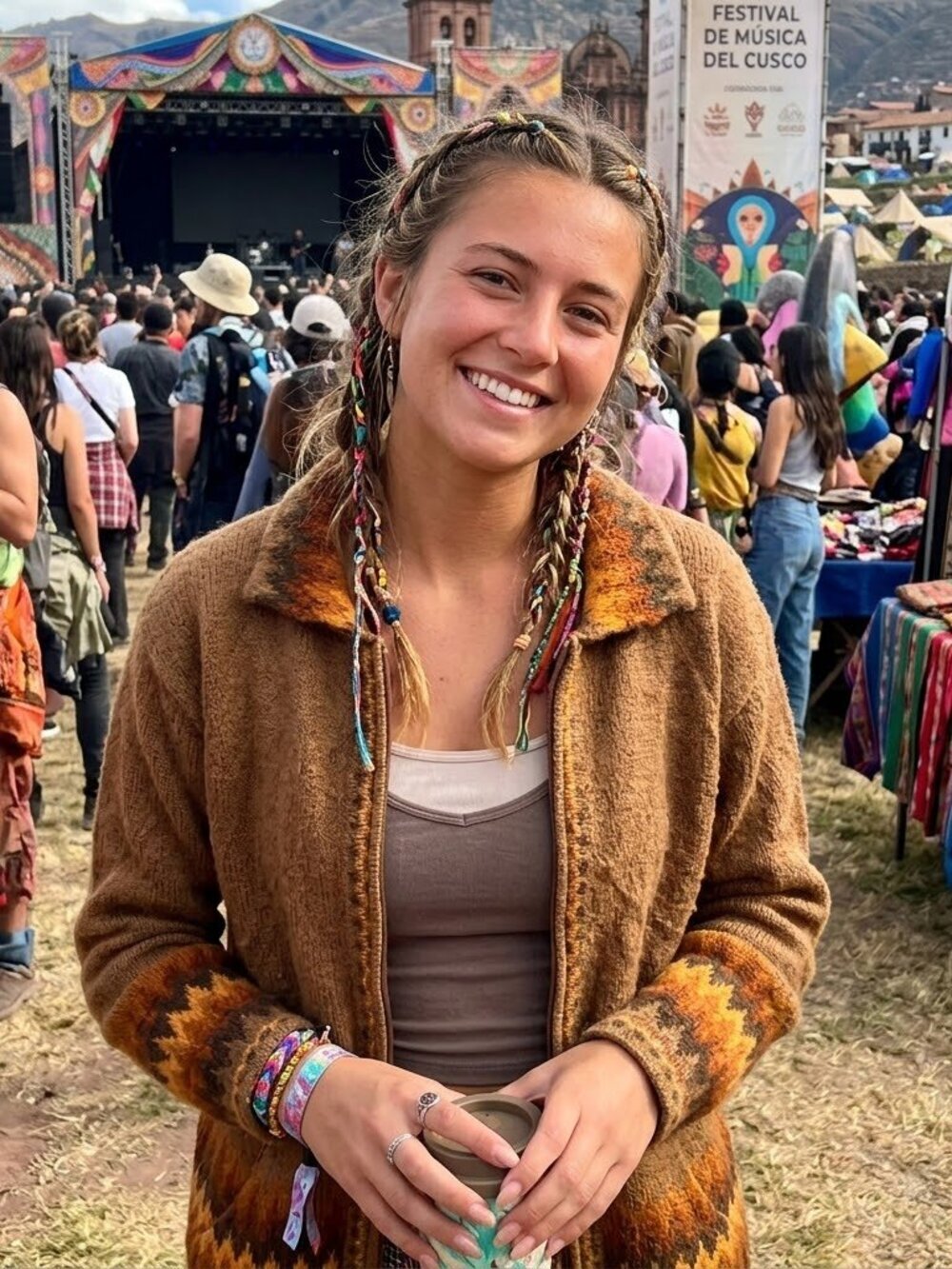 Gorgeous Baby Alpaca Zip Up Sweater - Size Small,  Cusco Peru!
